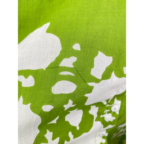 Livro Gibbons Short Sleeve Collared Button Down Midi Dress Lime Green Bouquet M - Picture 8 of 8